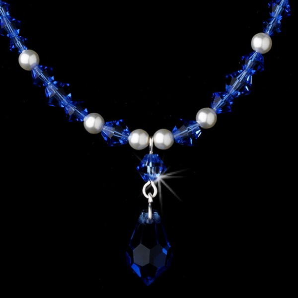 Elegance by Carbonneau NE-8354-BluE Necklace Earring Set NE 8354 Blue