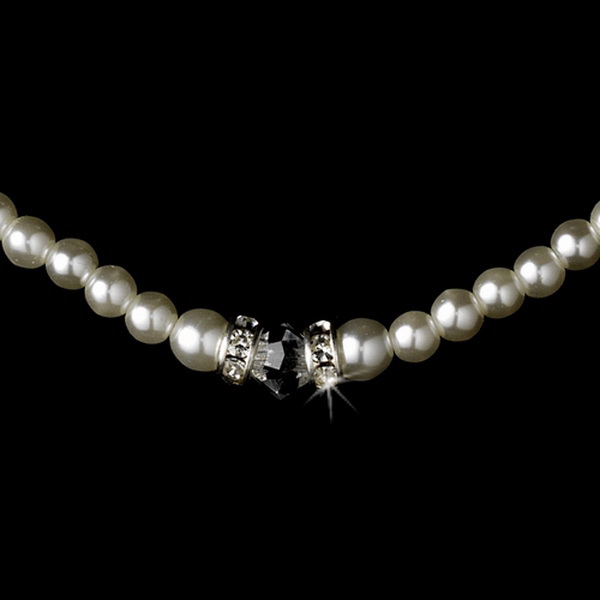Elegance by Carbonneau N-8368-E-8370-Silver-White Necklace Earring Set N 8368 E 8370 Silver White