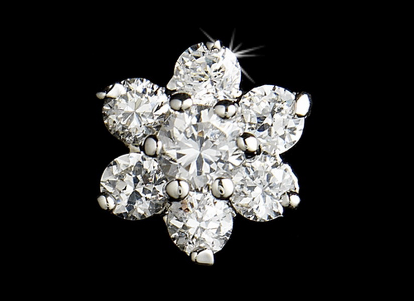 Elegance by Carbonneau E-2501-AS-Clear Charming Silver Clear CZ Flower Earrings 2501