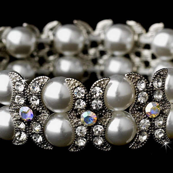 Elegance by Carbonneau b-8481-silver-clear Silver Clear AB Stretch Bracelet 8481