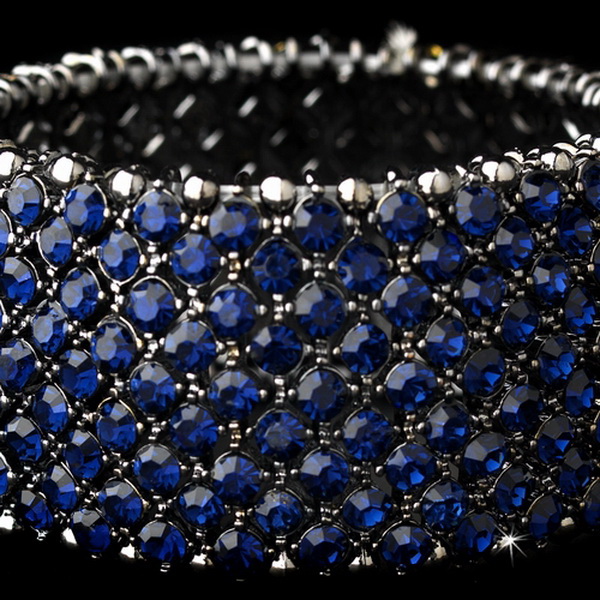 Elegance by Carbonneau b-1330-navy Navy Blue Stretch Bracelet 1330