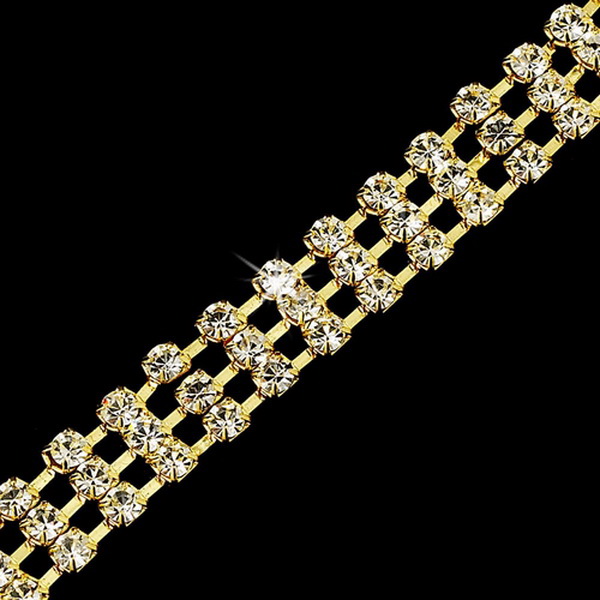 Elegance by Carbonneau B-80004-Gold-Clear Marvelous Gold Clear 4 Row Rhinestone Bracelet 80004