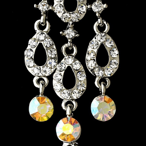 Elegance by Carbonneau e-8488-silver-ab Silver Clear AB Earring Set 8488