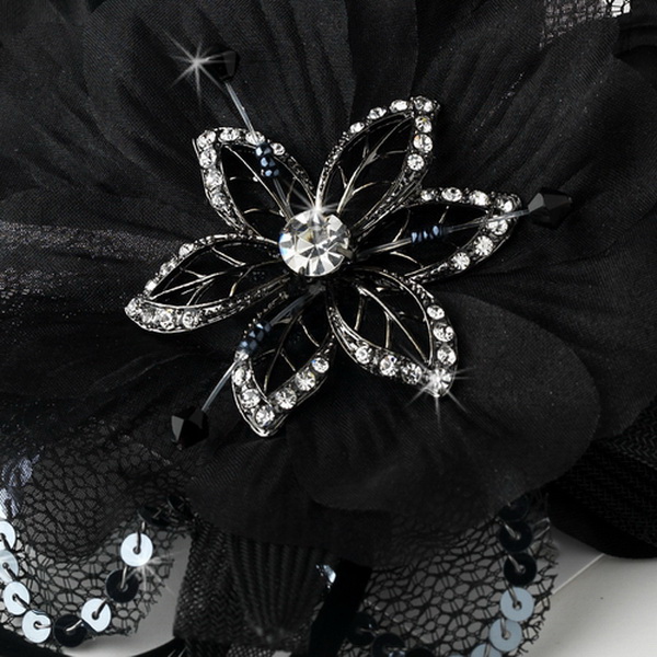 Elegance by Carbonneau Clip-8106 Black Feather Fascinator Clip with Brooch Pin 8106