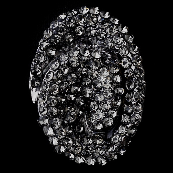 Elegance by Carbonneau E-8589-Black-Diamond Hematite Black Diamond Crystal Clip-On Earrings E 8589
