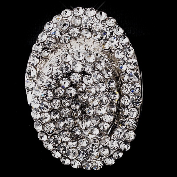Elegance by Carbonneau E-8589-Clear Silver Clear Crystal Clip-On Earrings E 8589