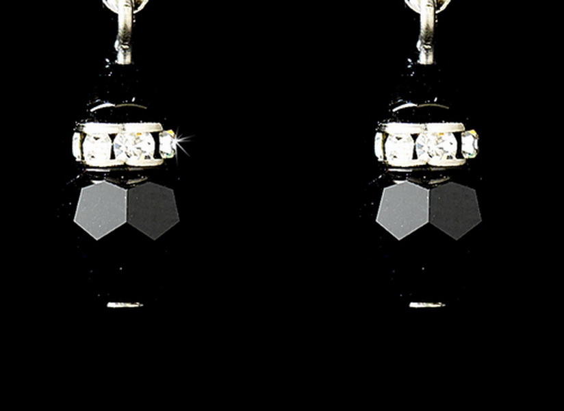 Elegance by Carbonneau E-200-Black Black Swarovski Crystal Bridal Earrings E 200