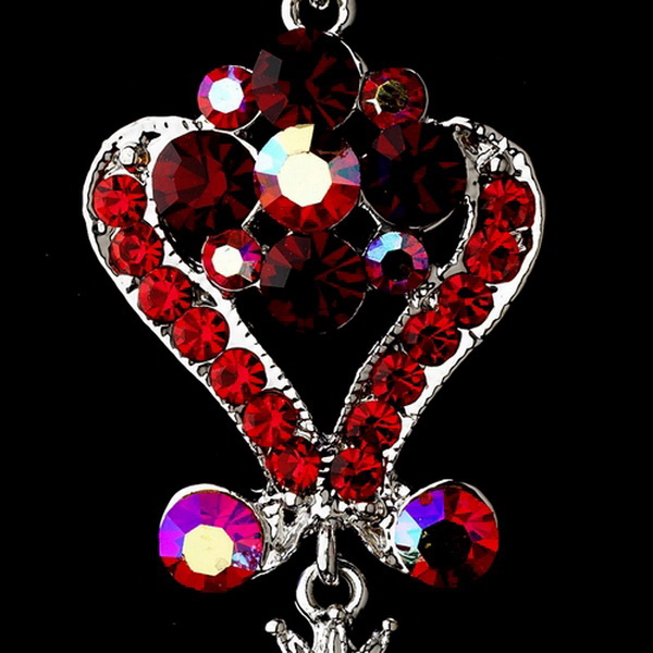 Elegance by Carbonneau e-1031-red Silver Red Multi Crystal Chandelier Earrings 1031