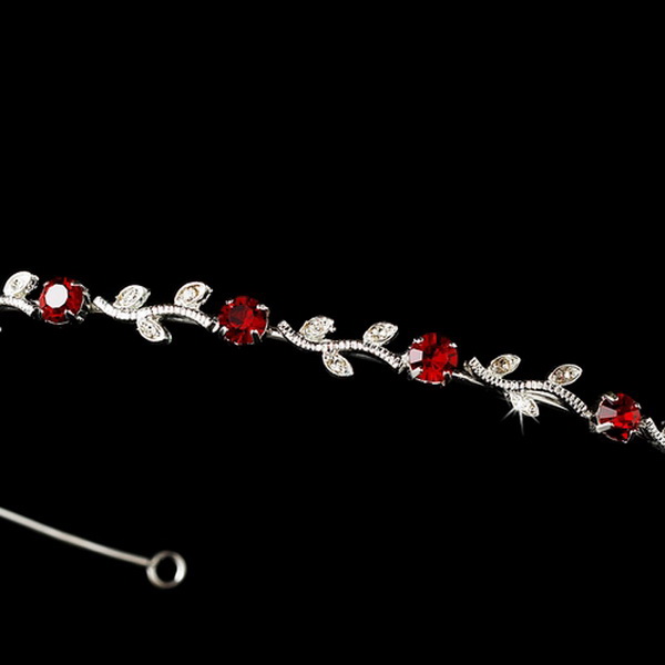 Elegance by Carbonneau HP-1002-Red Red Floral Bridal Headband HP 1002