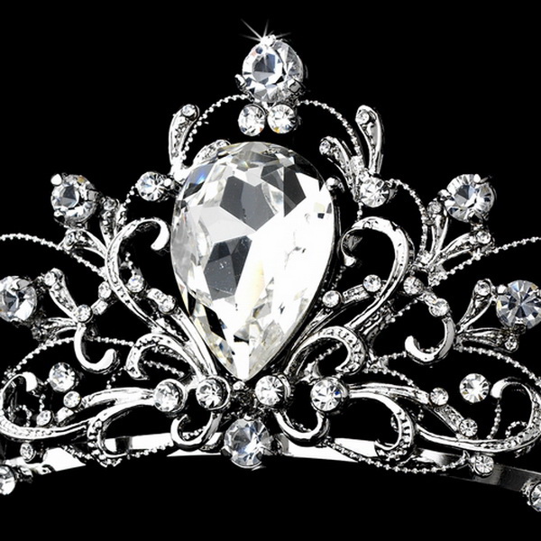 Elegance by Carbonneau HP-8329-AS-Clear Antique Rhodium Silver Tiara Clear Headpiece 8329