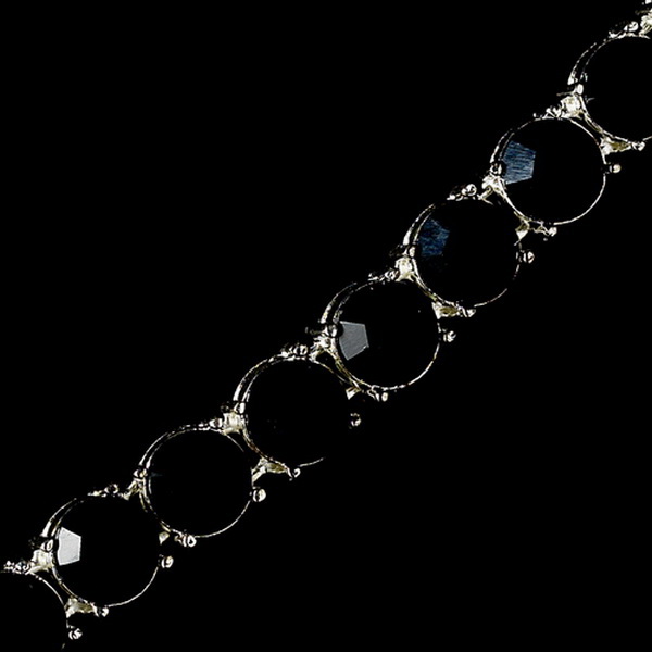 Elegance by Carbonneau B-100-Silver-Black Glistening Silver Black Cubic Zirconia Crystal Bracelet 100
