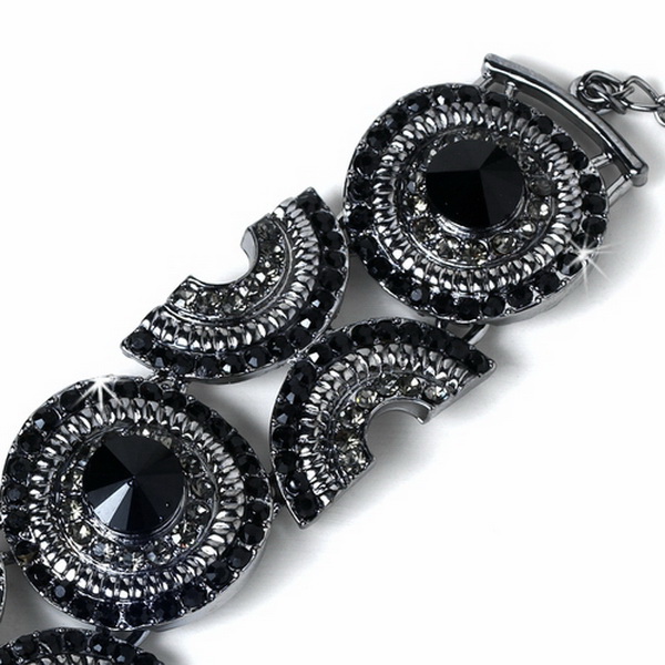 Elegance by Carbonneau B-8288-Silver-Black Inspiring Silver Black Rhinestone Bracelet 8288