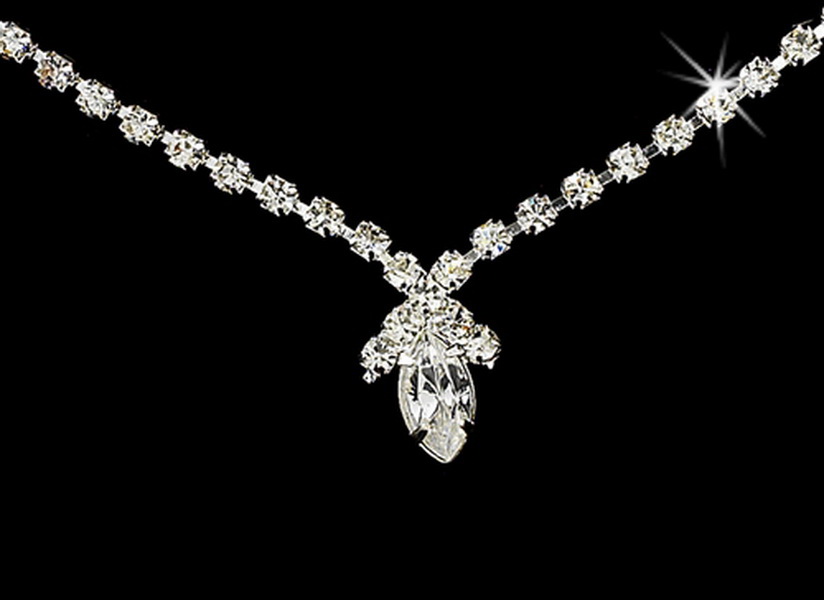 Elegance by Carbonneau NE342svclear Beautiful Silver Clear Crystal Jewelry Set NE 342
