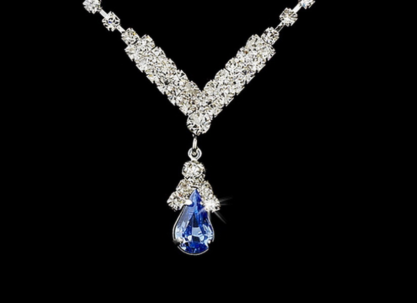 Elegance by Carbonneau NE344silverltblue Silver Light Blue Crystal Drop Jewelry Set NE 344