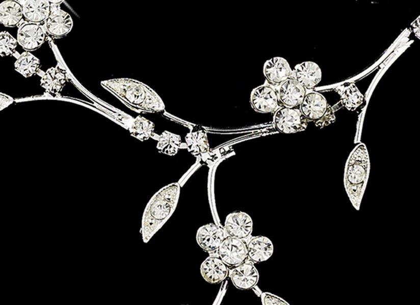 Elegance by Carbonneau NE363silver Beautiful Floral Silver Jewelry Set NE 363