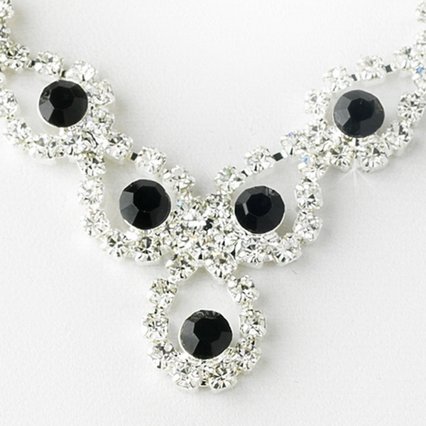 Elegance by Carbonneau NE-360-Black Sparkling Black Crystal Bridal Jewelry Set NE 360