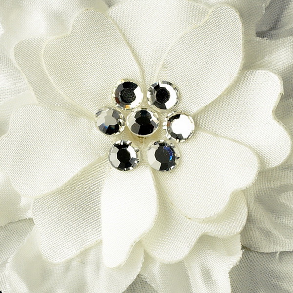 Elegance by Carbonneau pin-906-ivory Ivory w/ Clear Crystal Flower Accents on Delphinium Flower Bobby Hair Pin 906 (Set of 2)