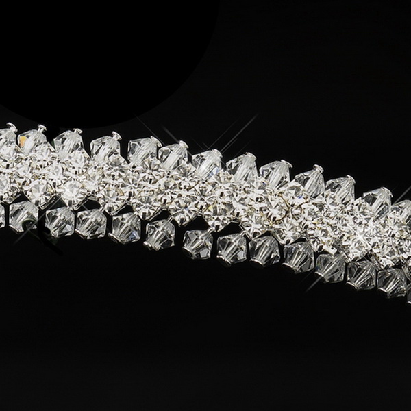 Elegance by Carbonneau HP-8431-S-Clear Silver Clear Swarovski Crystal & Rhinestone Bridal Side Accented Headpiece 8431