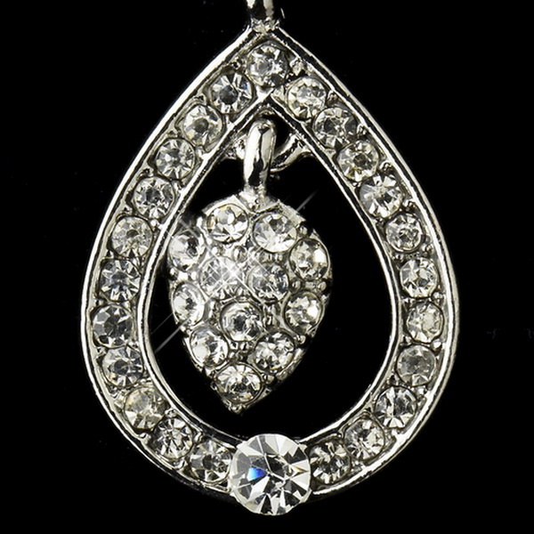 Elegance by Carbonneau E-22325-AS-Clear Antique Silver Clear Kate Middleton Inspired Tear Drop Acorn Earrings 22325