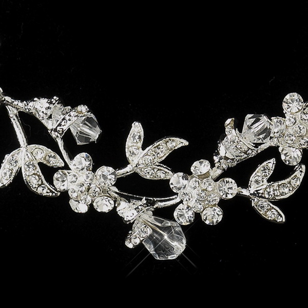 Elegance by Carbonneau NE-7206-S-Clear Silver Clear Swarovski Crystal & Rhinestone Necklace & Earrings Bridal Jewelry Set 7206