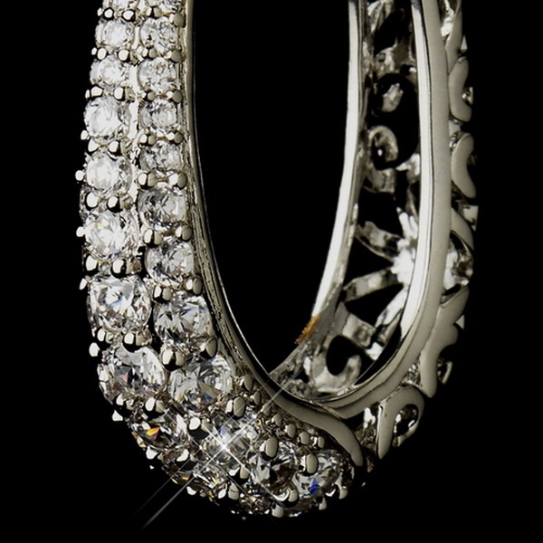 Elegance by Carbonneau E-8779-AS-Clear Antique Silver Clear CZ Crystal Swirl Bridal Earrings 8779