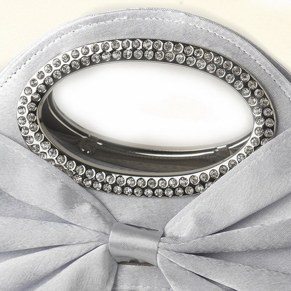 Elegance by Carbonneau EB-311-Silver Silver Satin Evening Bag 311 with Rhinestone Accented Handles