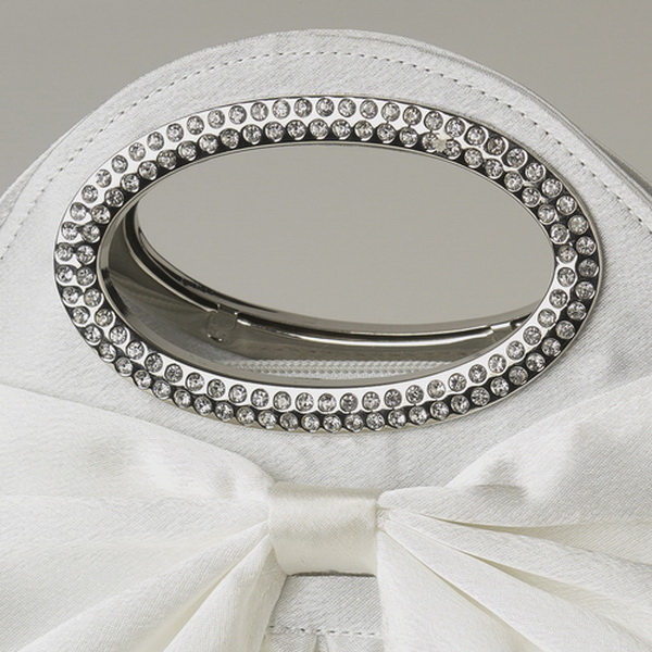 Elegance by Carbonneau EB-311-White White Satin Evening Bag 311 with Rhinestone Accented Handles