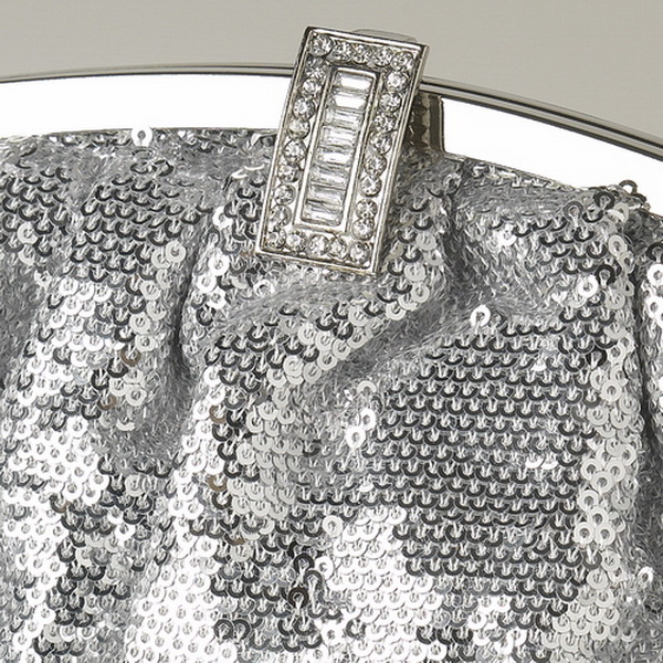 Elegance by Carbonneau EB-321-Silver Silver Sequin & Rhinestone Evening Bag 321
