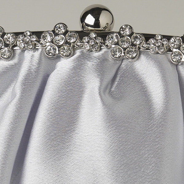Elegance by Carbonneau EB-324-Silver Silver Satin Evening Bag 324 with Silver Frame & Silver Shoulder Strap