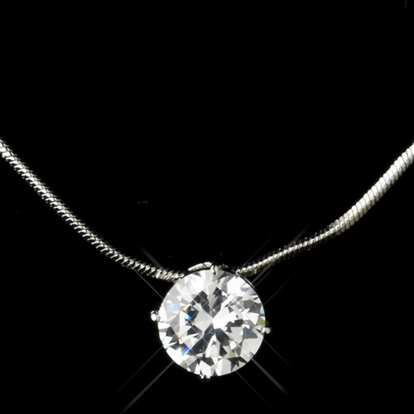 Elegance by Carbonneau N-2442-E-2432-S-Clear Silver Clear Oval CZ Crystal Necklace 2442 & Earrings 2432