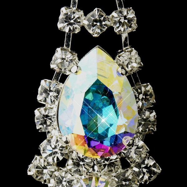 Elegance by Carbonneau E-70013-S-AB Silver Clear Crystal & AB Rhinestone Bridal Earrings 70013