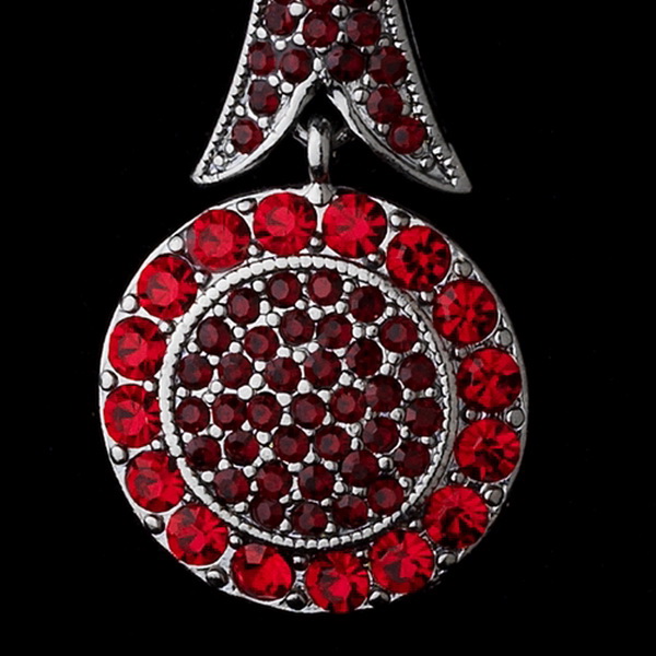 Elegance by Carbonneau E-942-Silver-Red Captivating Modern Red Crystal Earrings E 942