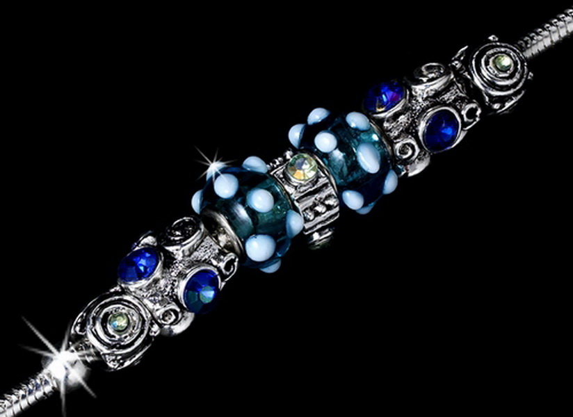 Elegance by Carbonneau B-1008-Blue Blue Charm Bracelet B 1008