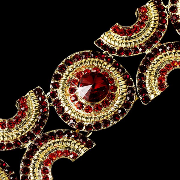 Elegance by Carbonneau B-8288-Gold-Red Inspiring Gold Ruby Rhinestone Bracelet 8288