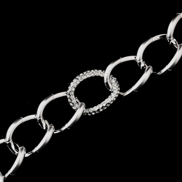 Elegance by Carbonneau B-8876-S-Clear Silver Clear Rhinestone Chain Bracelet 8876