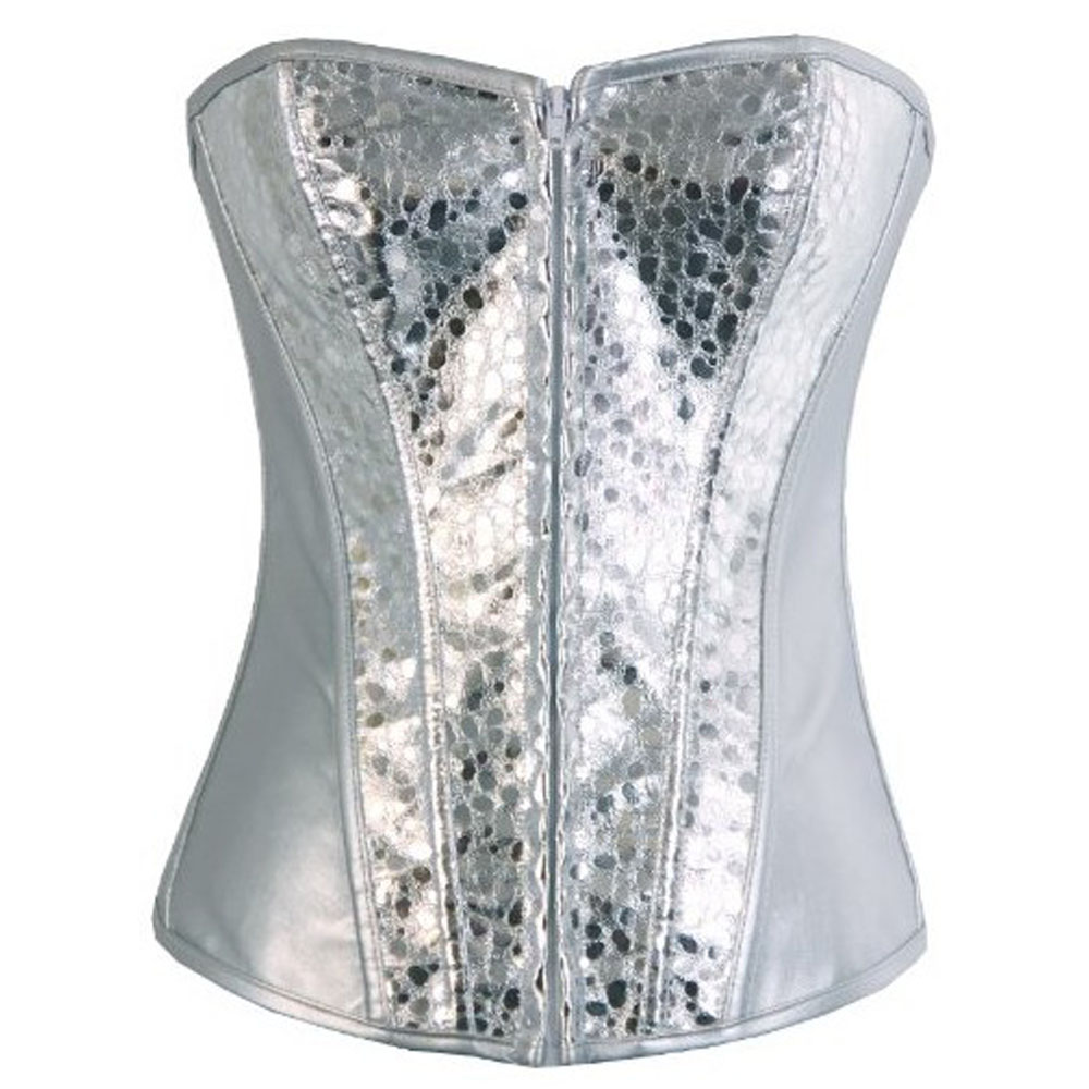 silver sequin corset top