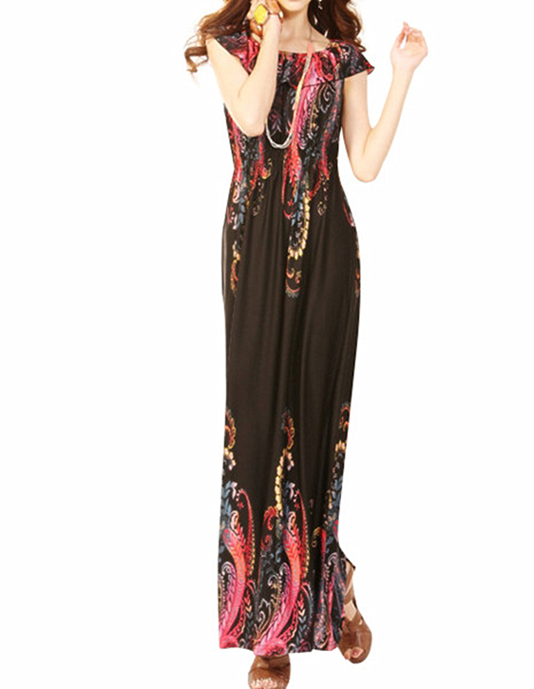 black red floral maxi dress
