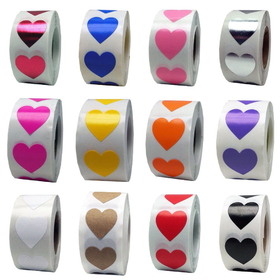 Removable Heart Stickers, 500pcs per Roll, 0.75 In...