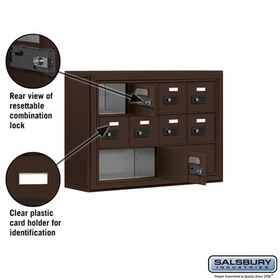 Salsbury Industries 19035-10ZSC Cell Phone Storage Locker - 3 Door High Unit (5 Inch Deep Compartments) - 8 A Doors and 2 B Doors - Bronze - Surface Mounted - Resettable Combination Locks