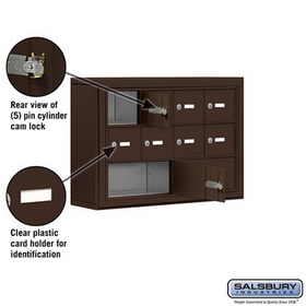 Salsbury Industries 19035-10ZSK Cell Phone Storage Locker - 3 Door High Unit (5 Inch Deep Compartments) - 8 A Doors and 2 B Doors - Bronze - Surface Mounted - Master Keyed Locks
