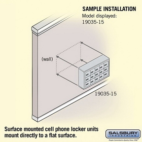Salsbury Industries 19035-15ASC Cell Phone Storage Locker - 3 Door High Unit (5 Inch Deep Compartments) - 15 A Doors - Aluminum - Surface Mounted - Resettable Combination Locks