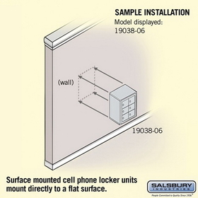 Salsbury Industries 19038-06SSK Cell Phone Storage Locker - 3 Door High Unit (8 Inch Deep Compartments) - 6 A Doors - Sandstone - Surface Mounted - Master Keyed Locks