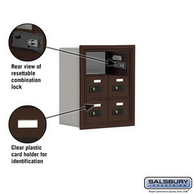 Salsbury Industries 19038-06ZRC Cell Phone Storage Locker - 3 Door High Unit (8 Inch Deep Compartments) - 6 A Doors - Bronze - Recessed Mounted - Resettable Combination Locks