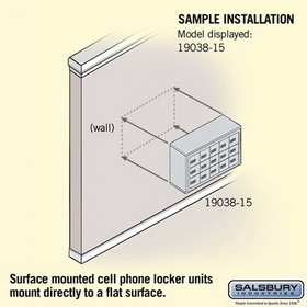 Salsbury Industries 19038-15SSC Cell Phone Storage Locker - 3 Door High Unit (8 Inch Deep Compartments) - 15 A Doors - Sandstone - Surface Mounted - Resettable Combination Locks