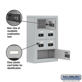 Salsbury Industries 19045-07ASC Cell Phone Storage Locker - 4 Door High Unit (5 Inch Deep Compartments) - 6 A Doors and 1 B Door - Aluminum - Surface Mounted - Resettable Combination Locks