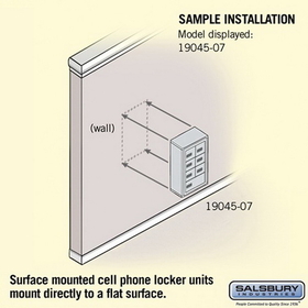 Salsbury Industries 19045-07ASC Cell Phone Storage Locker - 4 Door High Unit (5 Inch Deep Compartments) - 6 A Doors and 1 B Door - Aluminum - Surface Mounted - Resettable Combination Locks