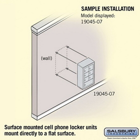 Salsbury Industries 19045-07ASK Cell Phone Storage Locker - 4 Door High Unit (5 Inch Deep Compartments) - 6 A Doors and 1 B Door - Aluminum - Surface Mounted - Master Keyed Locks