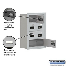 Salsbury Industries 19048-07ARC Cell Phone Storage Locker - 4 Door High Unit (8 Inch Deep Compartments) - 6 A Doors and 1 B Door - Aluminum - Recessed Mounted - Resettable Combination Locks