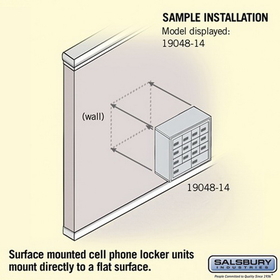 Salsbury Industries 19048-14SSC Cell Phone Storage Locker - 4 Door High Unit (8 Inch Deep Compartments) - 12 A Doors and 2 B Doors - Sandstone - Surface Mounted - Resettable Combination Locks