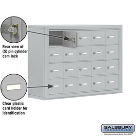 Salsbury Industries 19048-20ASK Cell Phone Storage Locker - 4 Door High Unit (8 Inch Deep Compartments) - 20 A Doors - Aluminum - Surface Mounted - Master Keyed Locks
